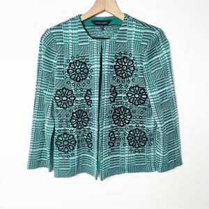 MING WANG KNITS WOMEN FLORAL EMBROIDERED JACKET OR BLAZER SIZE XS BRAND NEW